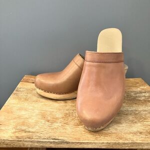 Free People Camel Leather Clogs